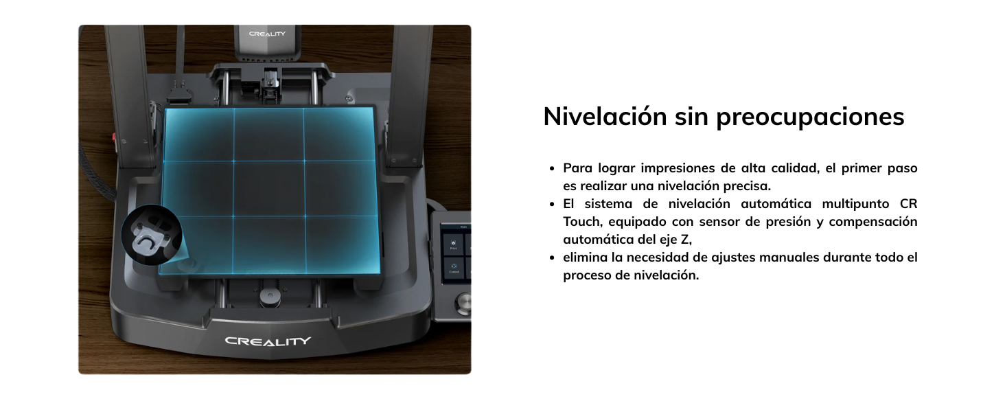 A pesar de su enfoque accesible, la Ender 3 V3 SE incorpora tecnología avanzada que elimina las barreras tradicionales de la impresión 3D. Características como la nivelación automática con sensor CR Touch y la compensación Z automática garantizan una puesta a punto perfecta en cada trabajo, eliminando el frustrante proceso de calibración manual. Su extrusor Direct Drive "Sprite" no solo es compatible con filamentos comunes como PLA y PETG, sino que también maneja materiales flexibles como el TPU, ampliando enormemente tu espectro creativo. Además, funciones como la carga y descarga automática de filamento previenen atascos y desperdicios, haciendo que la experiencia sea fluida y productiva desde el primer momento.